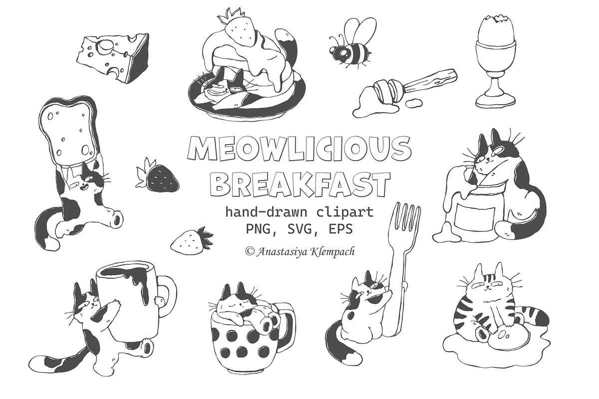 Meowlicious Breakfast, a Food Illustration by Anastasiya Klempach (Photo 1 of 6)