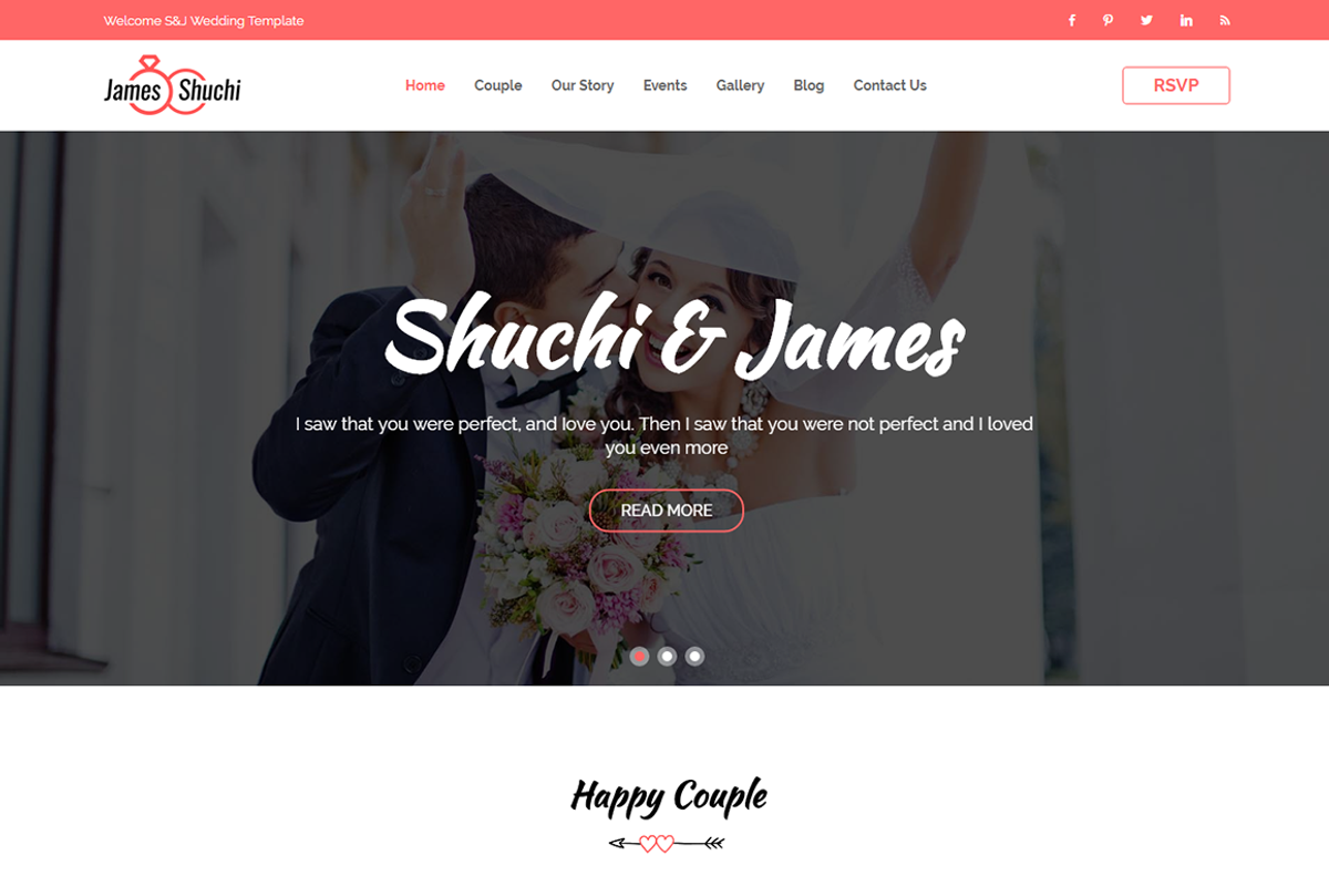 James & Shuchi Wedding HTML Template, a Bootstrap Template by HasThemes