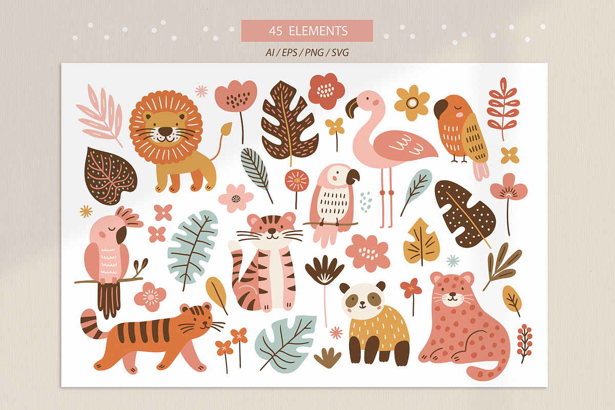 Jungle Friends Kit, an Animal Illustration by miumiu (Photo 5 of 15)