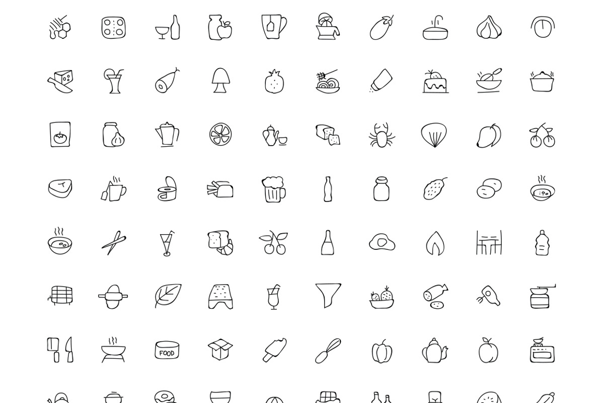 300 Food Hand Drawn Doodle Icons, an Outline Icon by Creative Stall (Photo 5 of 5)