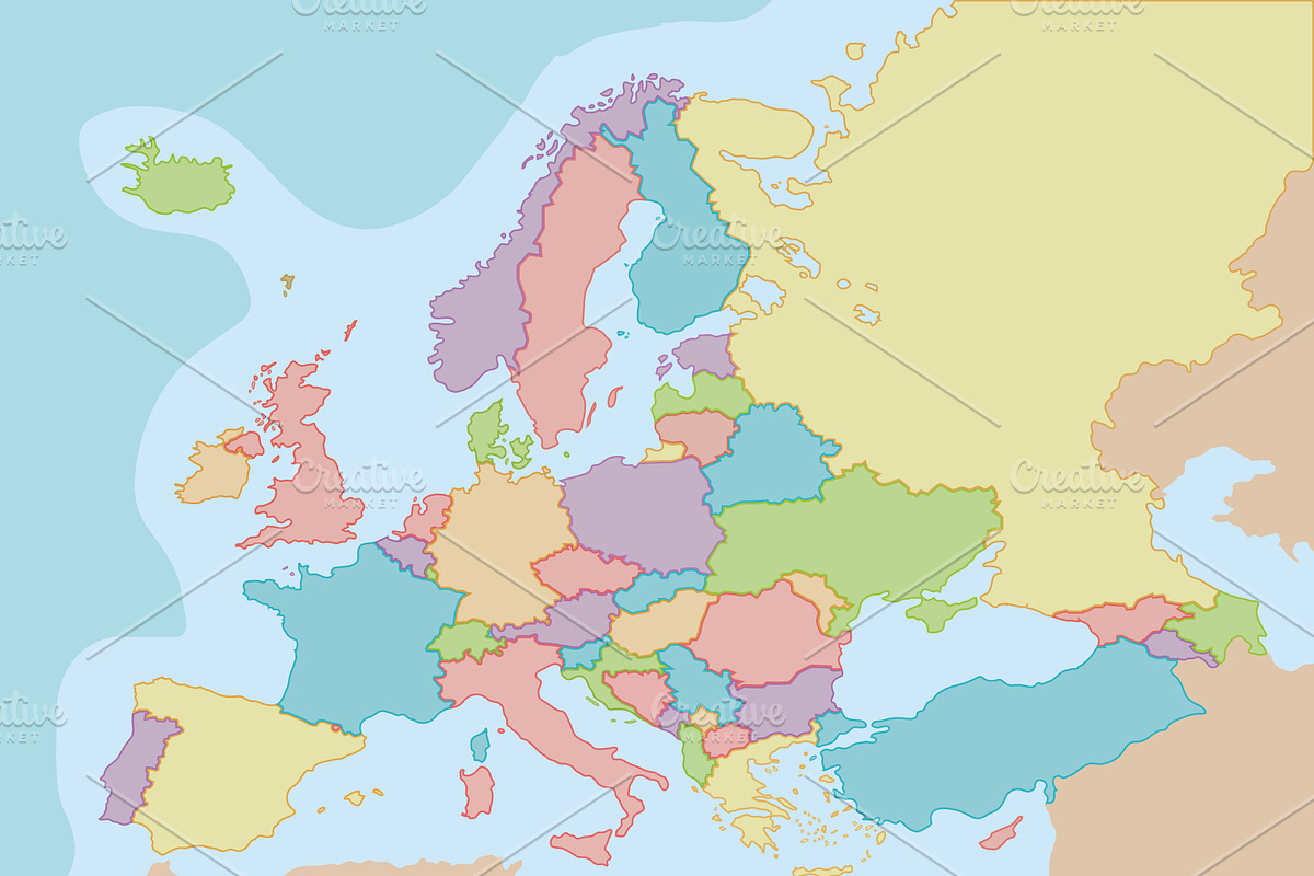 3x Colorful Europe Maps, an Education Illustration by asantosg (Photo 3 of 4)
