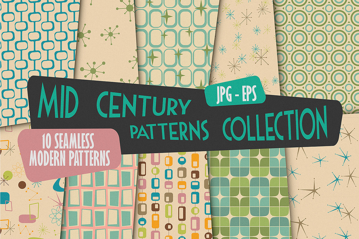 Atomic Age 1950's Retro Pattern Set, a Pattern Graphic by Kokoshka (Photo 1 of 7)