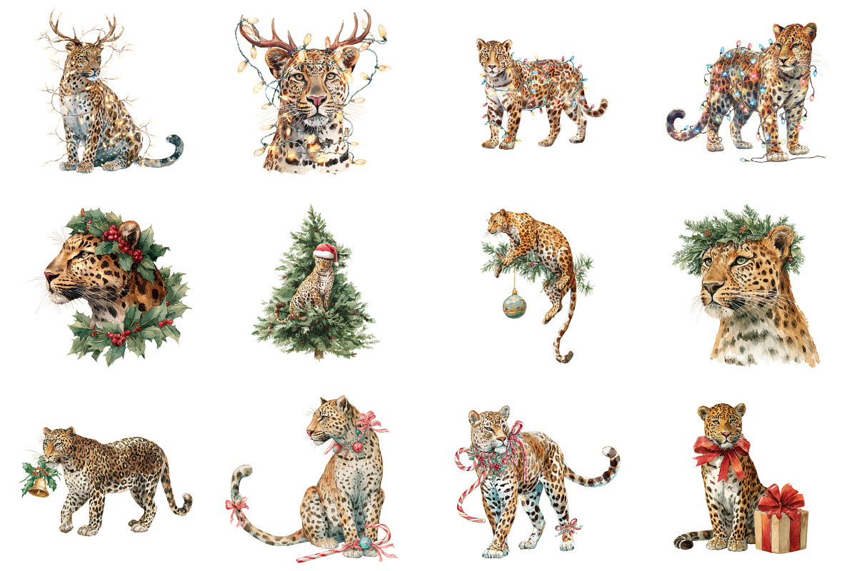 Leopard Christmas Clipart, an Illustration by Design Market (Photo 3 of 3)
