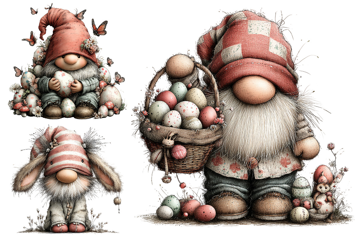 Whimsical Easter Gnome Clipart, a Graphic by CitraGraphics (Photo 3 of 4)
