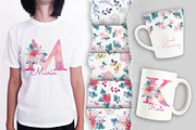 Watercolor Pink Floral Alphabet, a Decorative Illustration by Ana design (Thumbnail 5 of 5)