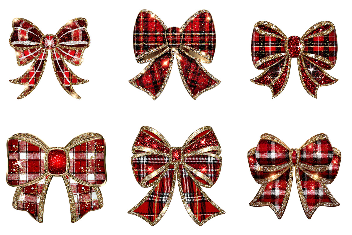 Glitter Christmas bow clipart, an Illustration by CreationArt (Photo 2 of 5)