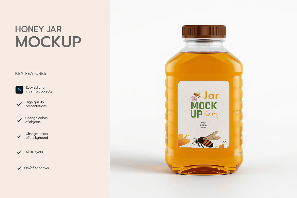 Honey Jar Plastic Bottle Mockup, a Product Mockup by graphypix (Photo 2 of 4)