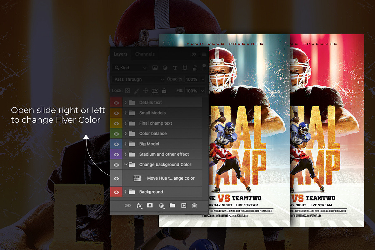 American Football match Flyer, a Flyer Template by bunebx (Photo 4 of 6)