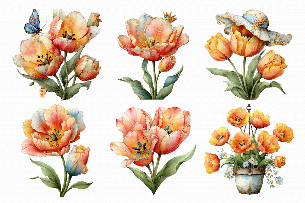 Spring Tulip Flowers Clipart, an Illustration by Libby Wishes (Photo 2 of 6)