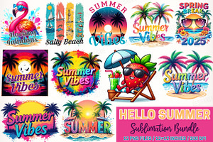 Hello Summer Sublimation Bundle, an Illustration by SinaCreation