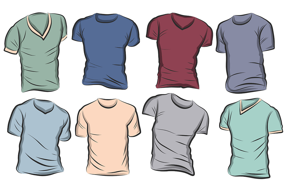16 Hand-drawn vector tshirt template, a Shirt Mockup by Beerlogoff (Photo 3 of 4)