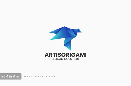 Bird Origami Gradient Colorful Logo