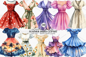 Watercolor Summer Dress Clipart PNG, an Illustration by Canvas Craft