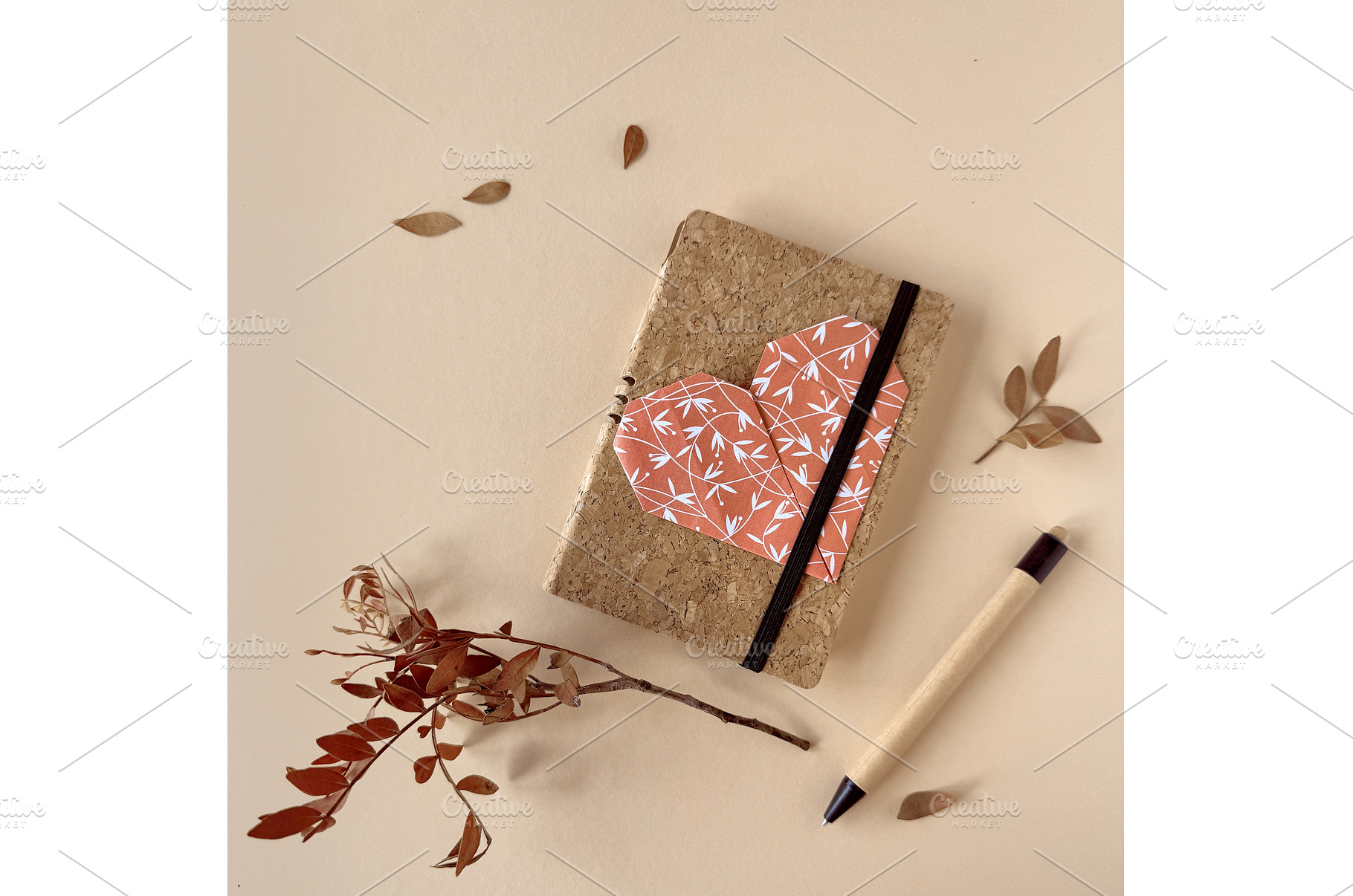 Cork notebook with decorative paper, a Photo by tilialucida