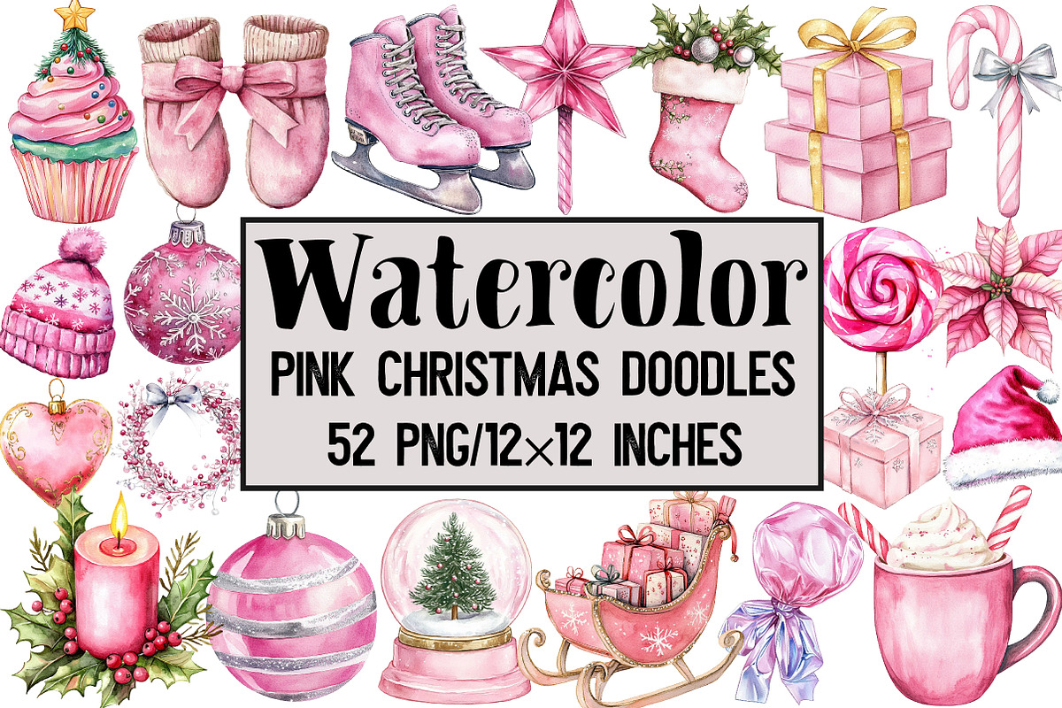 Pink Christmas Doodles, an Illustration by Design Market (Photo 1 of 3)