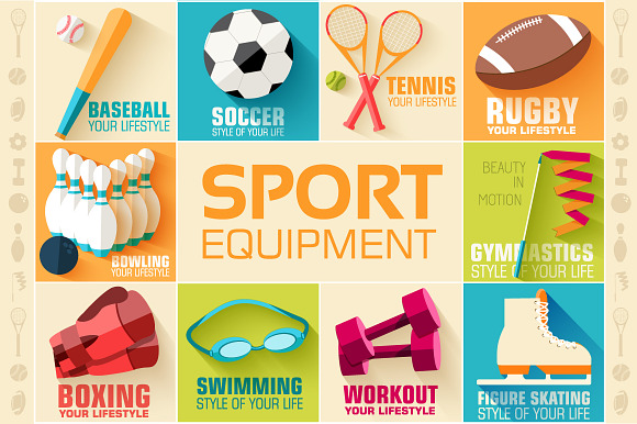 Flat sport vector illustration icons preview 2