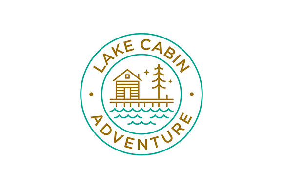 Vintage Retro Lake Cabin Logo preview 2