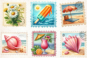 Summer Postage Stamp Clipart, an Illustration by Libby Wishes (Thumbnail 3 of 6)