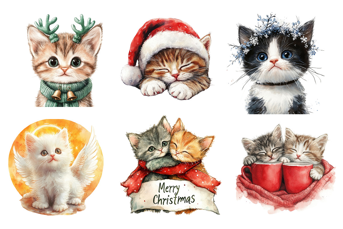 Kitten Christmas Clipart Png, an Illustration by SinaCreation (Photo 3 of 5)