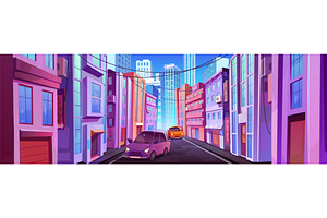 City Street Road Car Traffic Vector