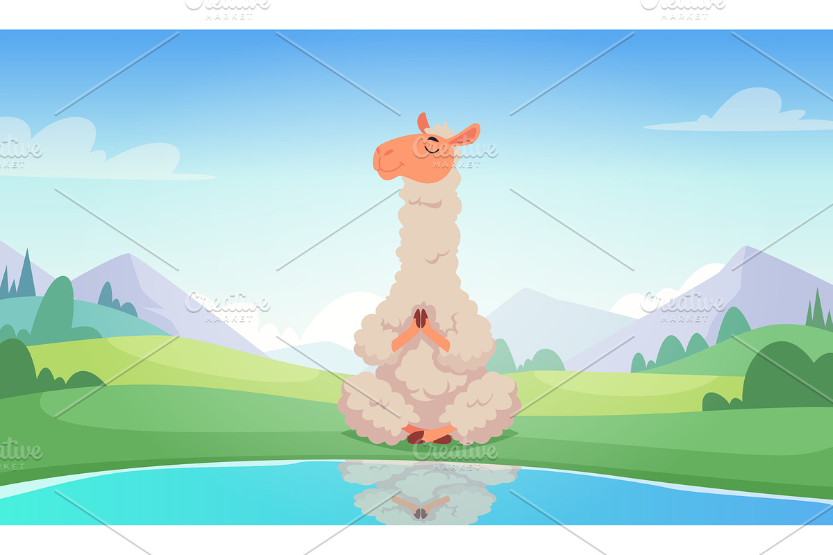 Yoga outdoor. Animals making yoga, an Animal Illustration by Onyx
