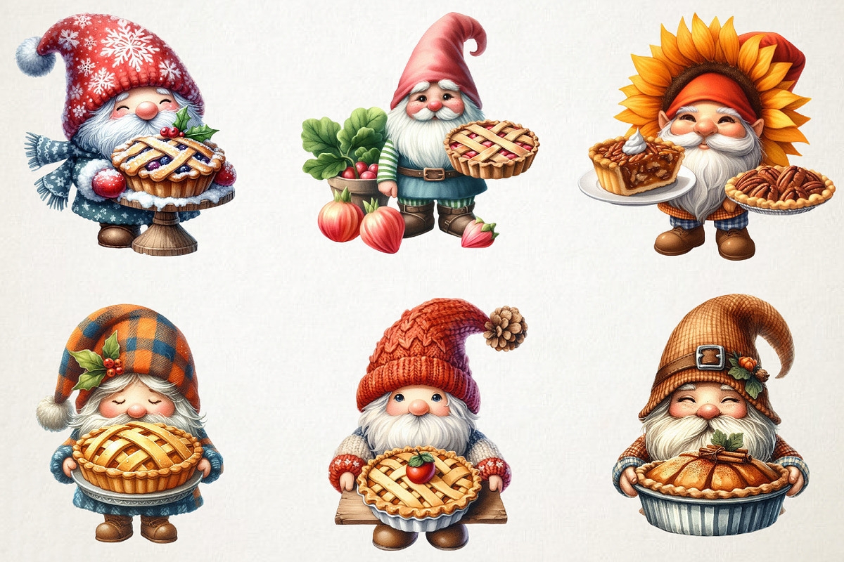 Gnome Holding Pie Clipart, an Illustration by RobertsArt (Photo 3 of 7)