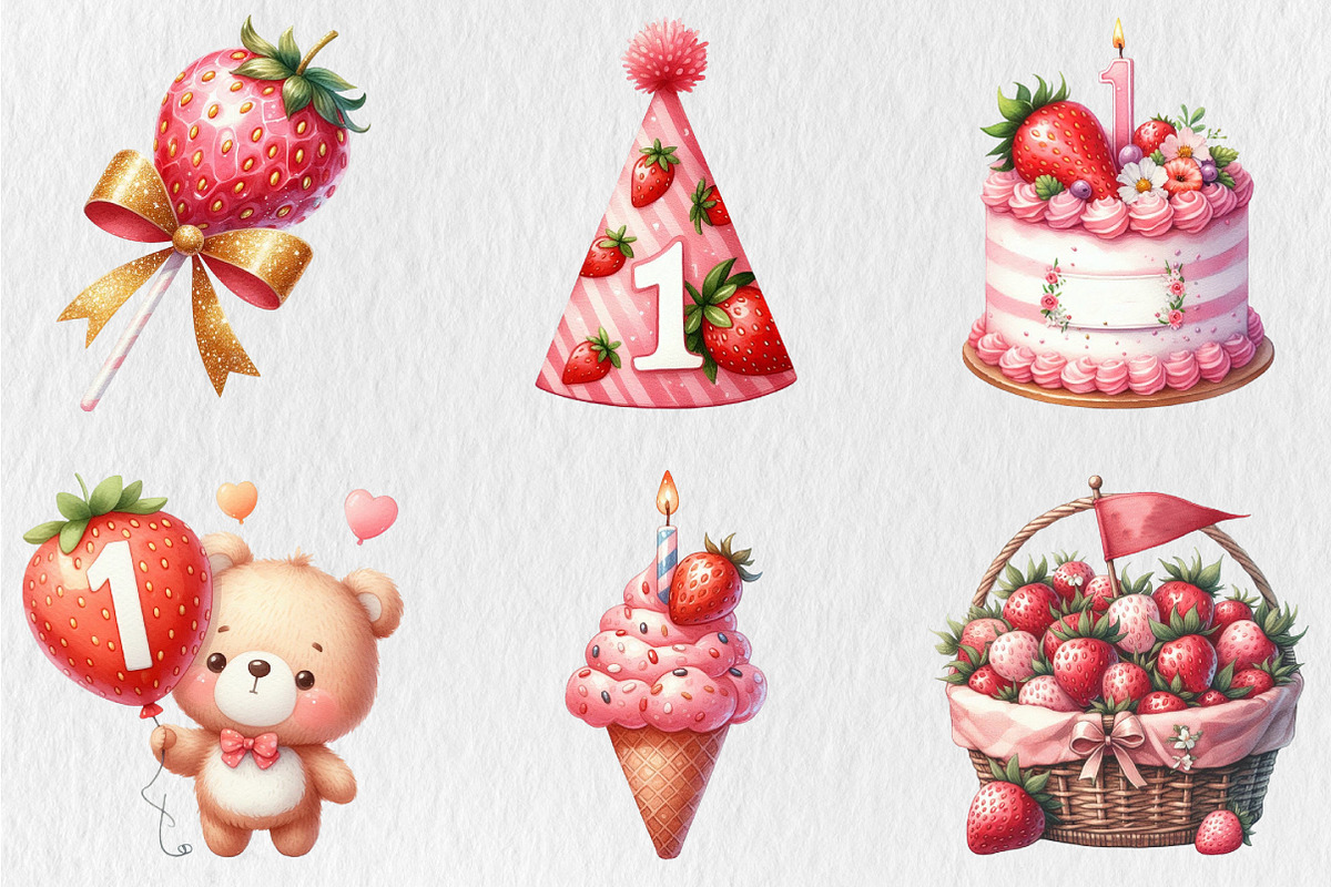 Berry First Birthday Watercolor Clip, an Illustration by Rose Art (Photo 4 of 5)
