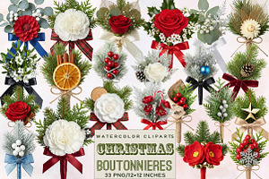 Christmas Boutonnieres Clip Art Bund, an Illustration by SVGArt