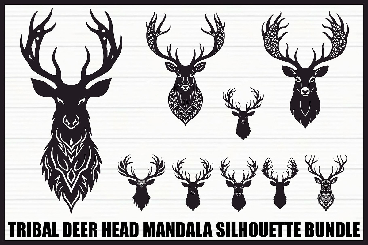 Tribal Deer Head Mandala Bundle, an Illustration by jahid234