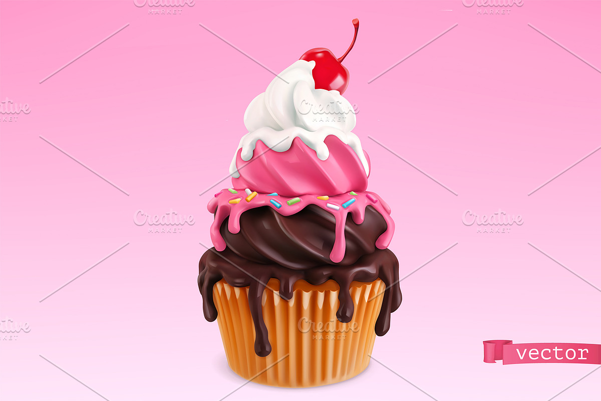 Cake, cupcakes, donuts, vector icons, an Icon by Allevinatis Studio (Photo 5 of 9)