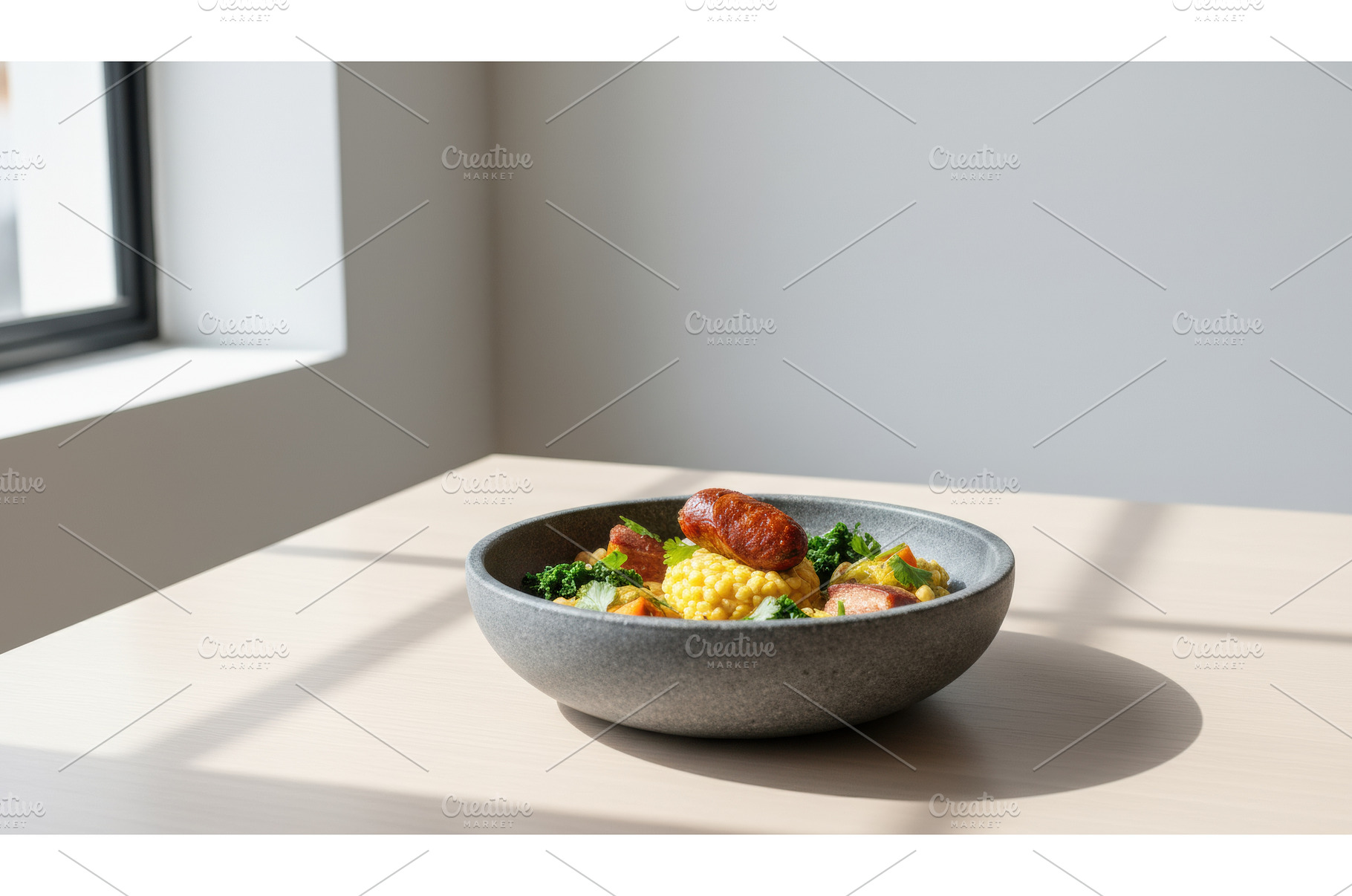 Modern dish of yellow millet or, a Food & Drink Photo by Igor Tichonow