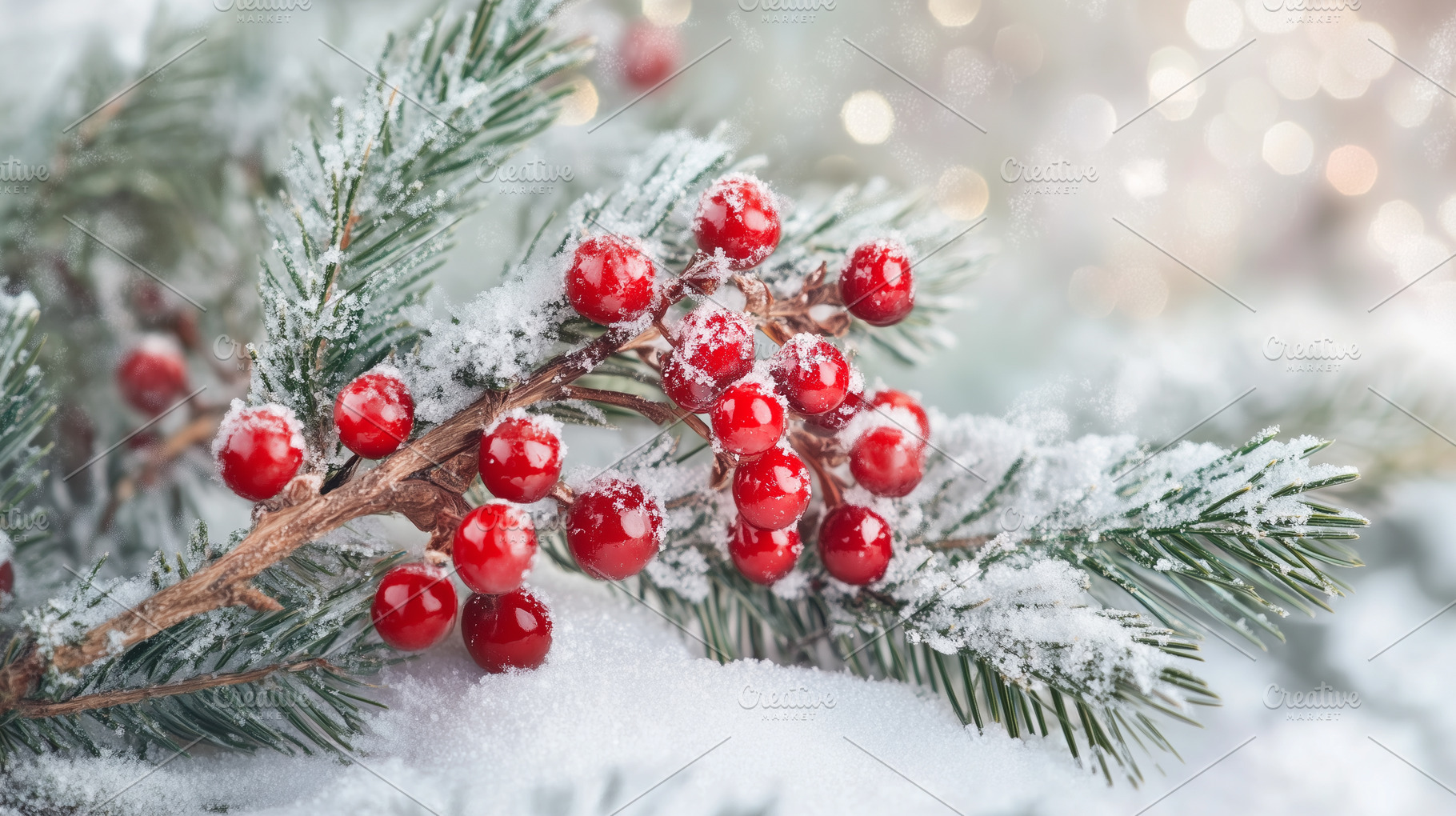 Christmas fir branches and holly, a Holiday Photo by MistyDay