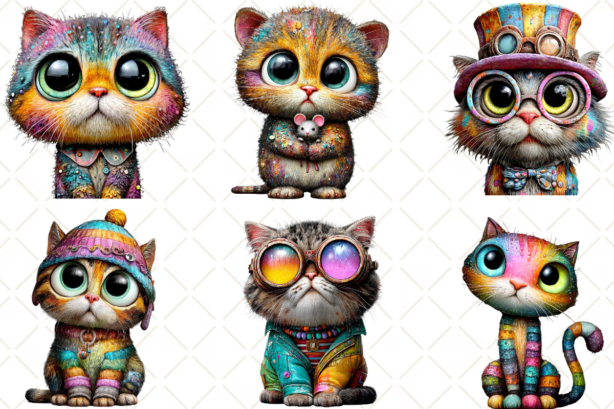 Quirky Cats Clipart Bundle, an Illustration by Black Bird Studio (Photo 4 of 6)