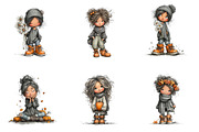 Cozy Autumn Watercolor Girls, a Seasonal Illustration by CreationArt (Thumbnail 5 of 6)