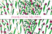 Burgundy and Cream Tulips Patterns, a Pattern Graphic by WBS Design (Thumbnail 1 of 4)