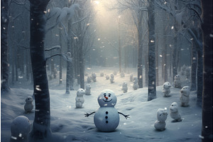 Tranquil Snowman Winter Forest