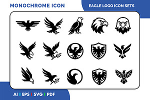 Eagle Solid Icon Set, a Solid Icon by Fontmine Studio