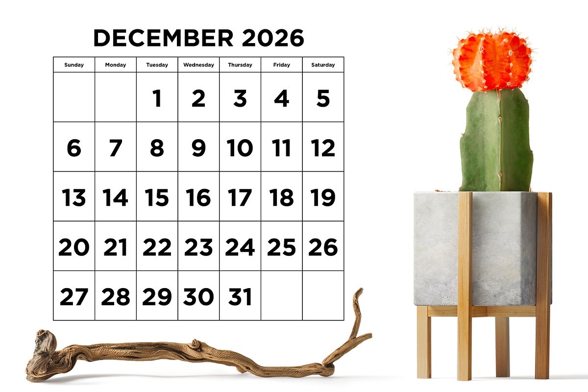 2026 Large Number 8.5x11 Calendar, a Stationery Template by Running With Foxes (Photo 5 of 5)