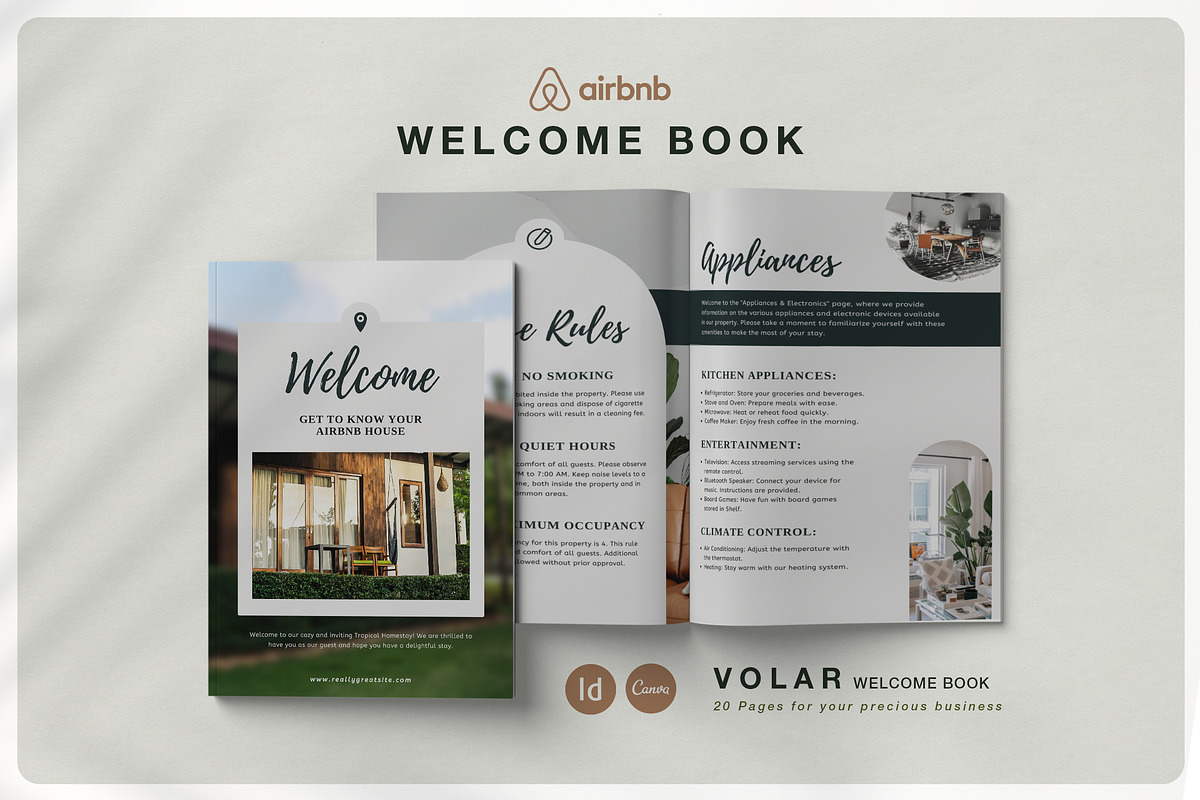 VOLAR Airbnb Welcome Book Template, a Magazine Template by BlancaLab Studio (Photo 1 of 9)