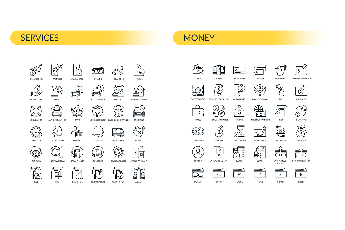 Finance Outline Icons, an Outline Icon by Kalash (Photo 4 of 6)