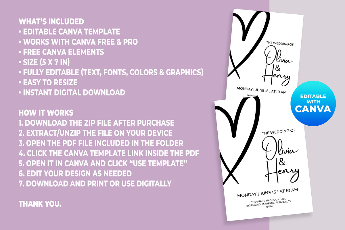 Minimalist Wedding Invitation Canva, an Invitation Template by M9 Design (Photo 5 of 5)