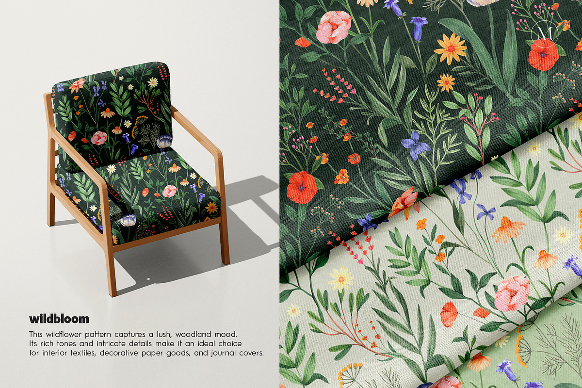 Wildbloom Botanical Pattern, a Pattern Graphic by Manimanisa (Photo 3 of 10)