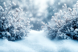 Snowy winter landscape with frosted, a Photo by Tanuart