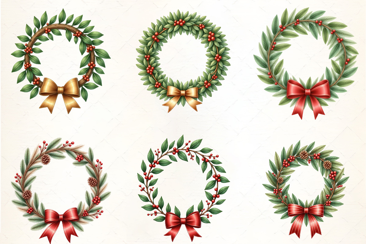 Holiday Wreath with Ribbon, an Illustration by CrexoraLab (Photo 3 of 5)