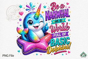 Sparkly Narwhal Rainbow PNG, a Seasonal Illustration by Craft Nest