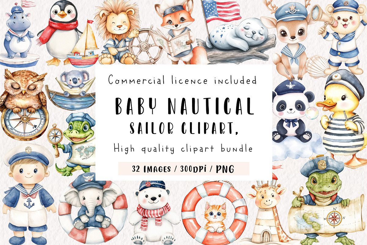 Sailor Clipart, Baby Nautical, an Illustration by CreationArt (Photo 1 of 9)