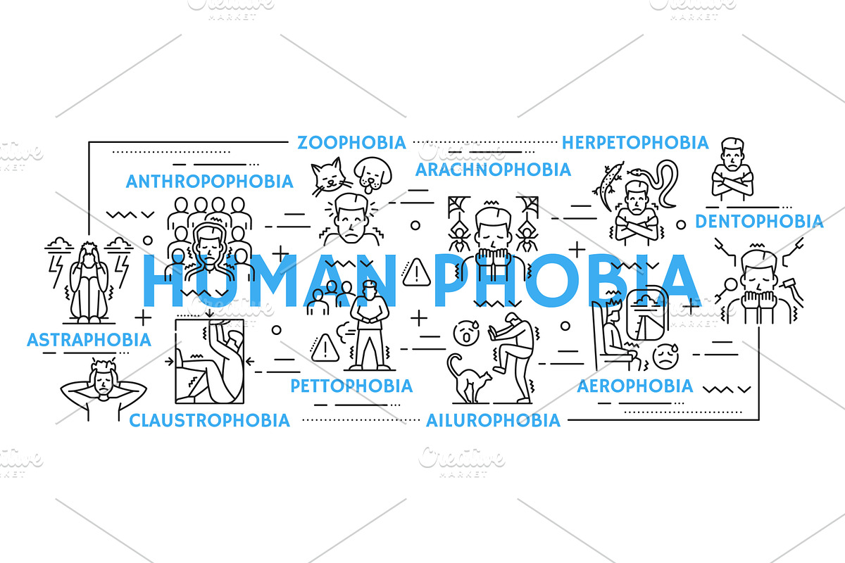 Mental health, human phobia, an Illustration by Vector Tradition