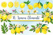 Watercolor mediterranean lemon set, a Decorative Illustration by angychan (Thumbnail 2 of 5)