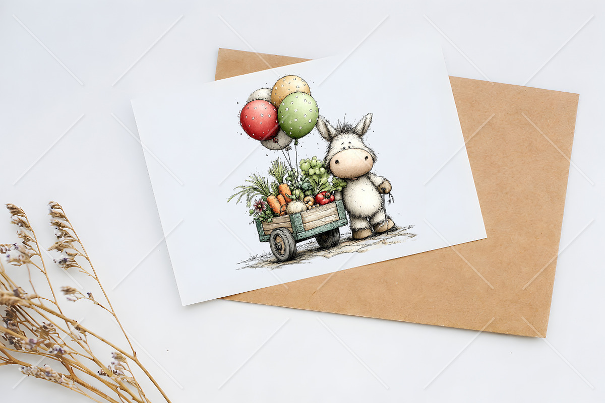 Whimsical Birthday Farm Animal PNG, a Seasonal Illustration by Canvas Craft (Photo 10 of 10)