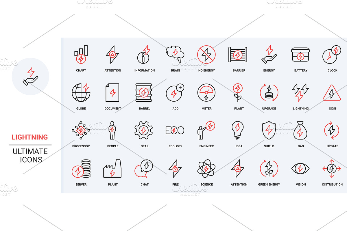 Lightning bolt signs energy icons, a Technology Illustration by Lemberg Vector